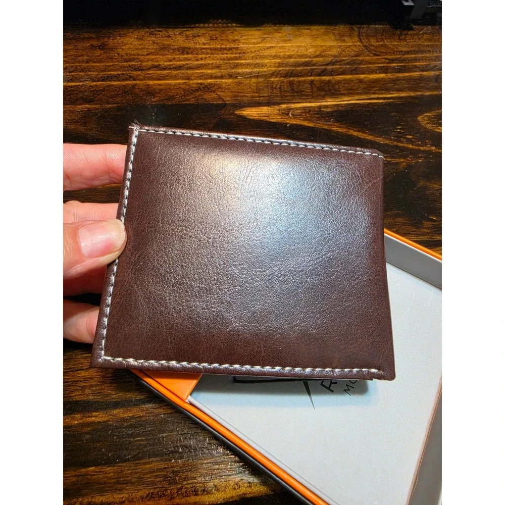 Ridge Mountain Mens Brown Vegan Leather Western Studded Horse Bifold Wallet NIB